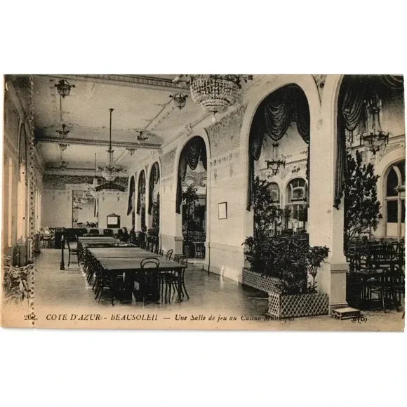 262. Cote D'azur Beausoleil Une Salle De Jeu Au Casino Muincipal Postcard - Picture 1 of 2